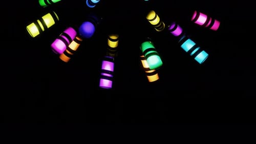 Neon Rays Flash Against the Dark Background of VJ Loop