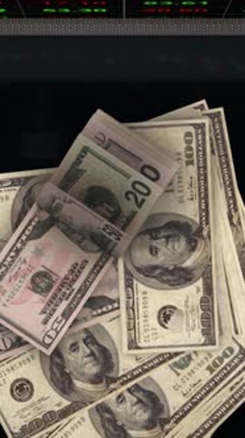 Flying Dollar Bills Wealth Concept Vertical