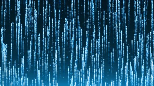 Futuristic Blue Glowing Particle Rain Data Stream Background