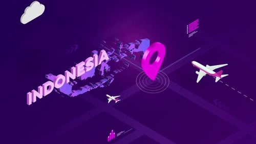 Fondo de mapa isométrico infográfico de Indonesia 4K