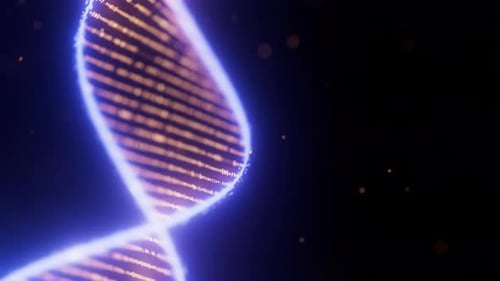 Abstract Digital DNA Double Helix Spiral with Data Flow Loop Animation Medical Science Concept of