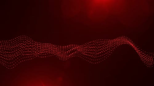 Abstract Red Glowing Particle Wave Digital Background