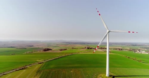 Renewable Energy Large Windmills With Blades Ecology Wind Turbines Aerial View