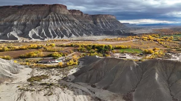 Aerial View of Road in Desert if Utah, Scenic Route Under Sandstone ...