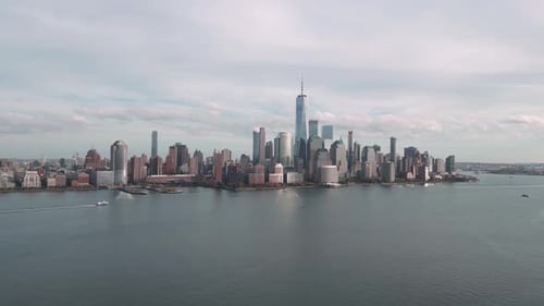 Manhattan NYC View From Hudson Manhattan World Trade Center WTC Business District of Manhattan NYC