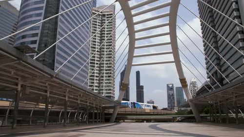 BTS Passing By The Chong Nonsi Sky Bridge In Bangkok, Thailand Empty Due To Coronavirus Outbreak - W