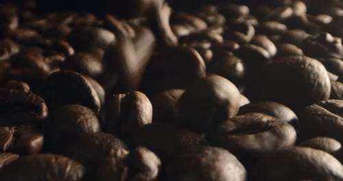 expanse of macro coffee beans, toasted like the tradition of the drink wants. concept of perfect g
