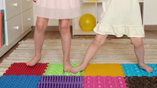 Kids Balancing on Textured Sensory Massage Mats