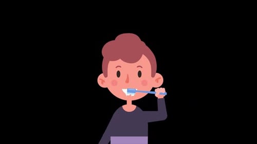 Flat Design Animation of a Person Brushing Teeth