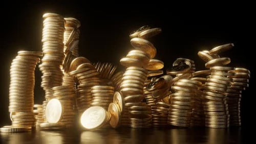 Dynamic Growth of Gold Coin Stacks Animation