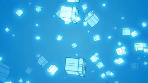 Floating Glowing Gift Boxes Seamless Loop Background