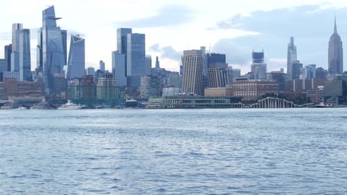 New York City Waterfront Skyline Manhattan Midtown Cityscape Hudson Yards Skyscrapers New Jersey