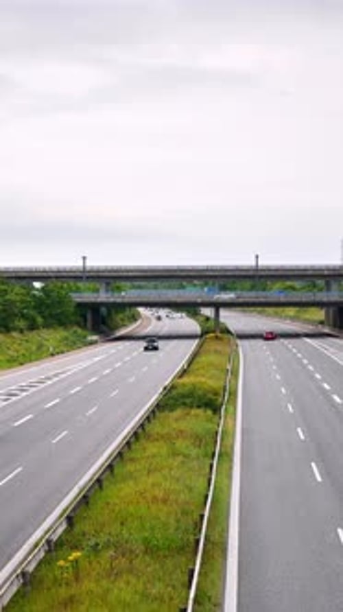 View of the European route E20 on a cloudy day. Vertical