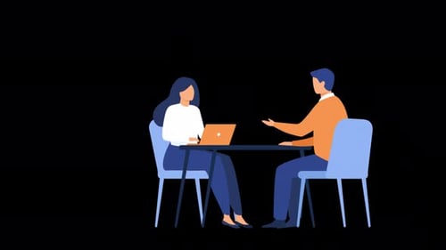 Animated Flat Design Illustration of Two People Talking