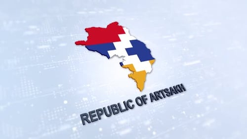 Republic of Artsakh Map with Flag and Digital Background Animation