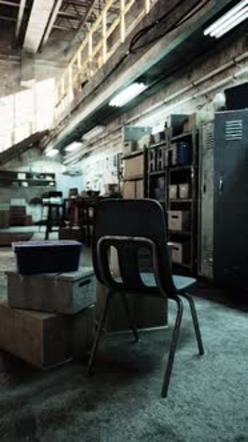 Chair and Table in Vintage Auto Repair Shop
