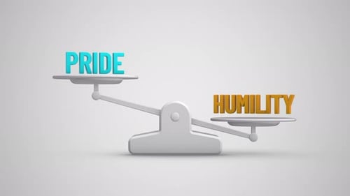 Pride vs Humility balance scale looping animation