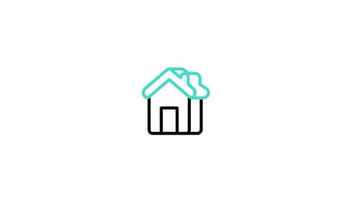 Flat Design House Icon with Snow Animation