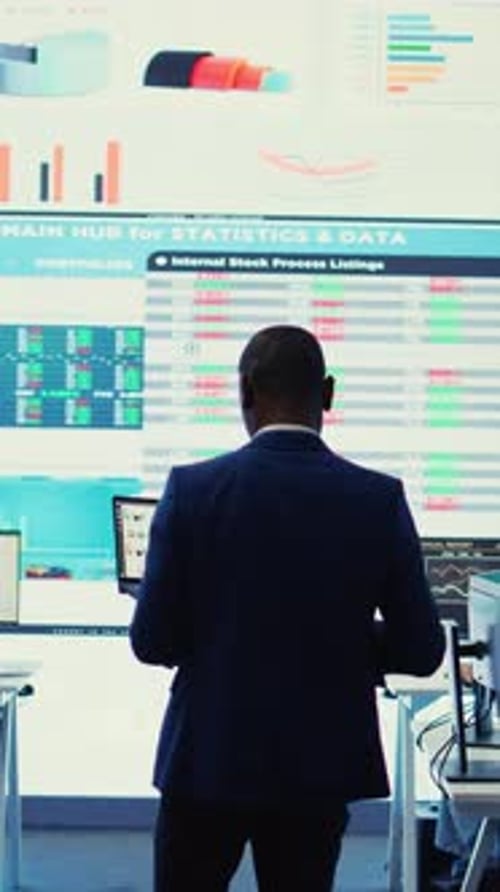Vertical Video Administrative Assistant Examining Important Big Data Visualizations