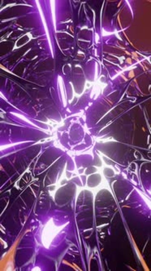 Luzes de néon brilhantes que se movem em loops infinitos na vertical