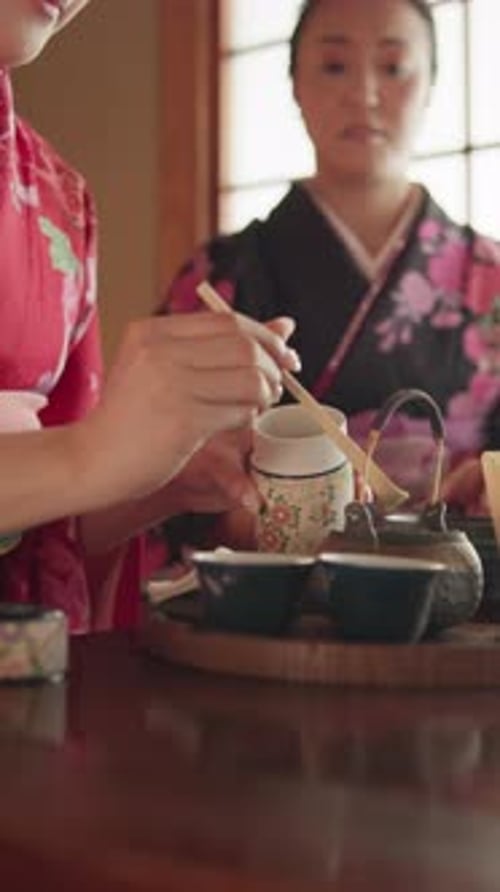 Hands, matcha and Japanese women make green tea for ceremony custom, culture or relax