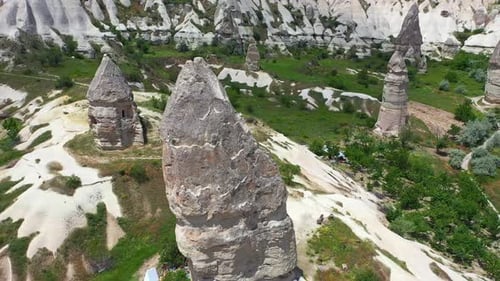 Aerial View of Unique Rock Formations in Cappadocia, Turkey