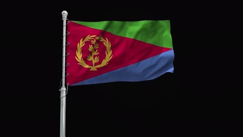 Eritrea National Flag Waving Loop on Black Background
