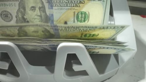 Money Counting Close Up Currency Counting Machine Counting Dollar Bills Machine Counter Calculates