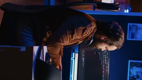 Programmer Removing Headphones to Better Concentrate on Difficult IT Task