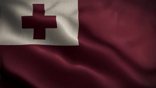 Tonga National Flag Waving Realistic Seamless Loop