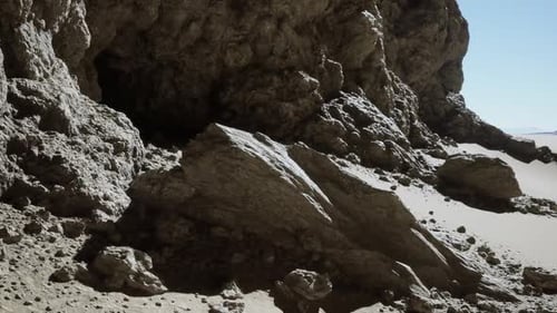 Massive Rock Formation Along Mountain Side