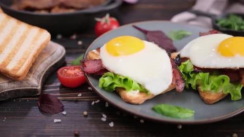 Bacon and Egg Sandwich with Fresh Vegetables