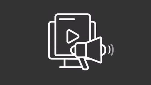 Animated Video Clip White Line Icon