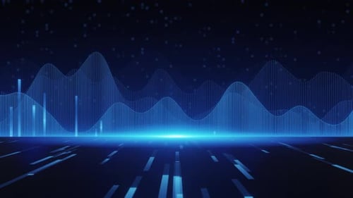 Ilustración Futurista de Ondas Sonoras de Audio Azul