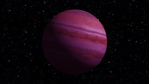 Rotating Colorful Gas Giant Planet in Starry Space