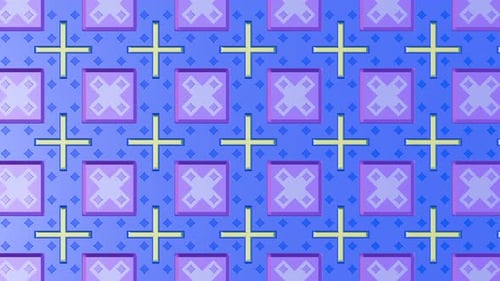 Nahtlose geometrische Plus- und quadratische Schleifenanimation in Diagonalviolett