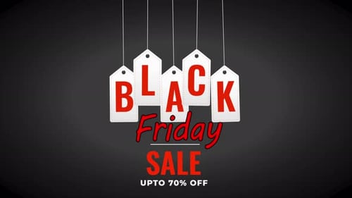 Black Friday Sale Text Animation with Hanging Price Tags