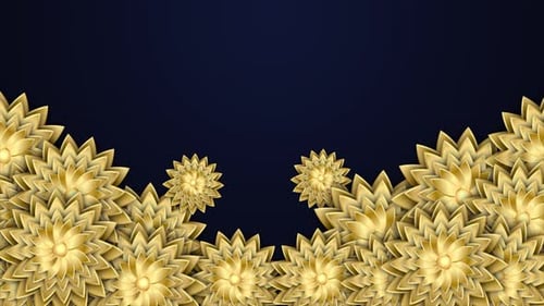 Elegant Golden Floral Pattern Looping Background
