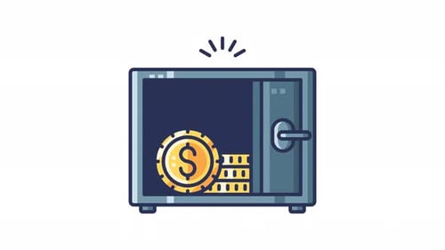 Opening safe box with money inside looping animation | Alpha Channel