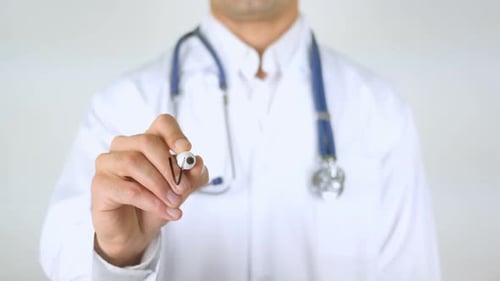 Vitamin D Doktor schreibt auf Glas