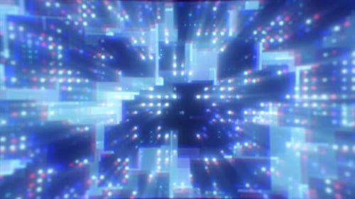 Abstract blue futuristic hi-tech energy particles dots and squares