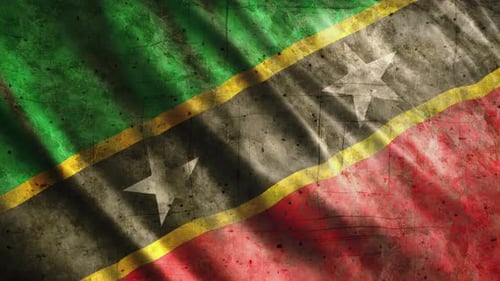 Grunge Textured Waving Flag Background Loop