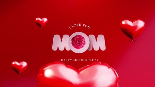 Heart Happy Mother's Day or International Day of Families Happy Women's Day Background Loop