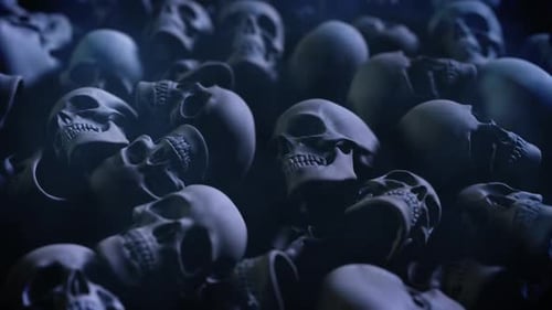 Ominous Animated Skulls Pile Loop Background