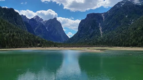 Lake Lago Di Dobbiaco in Dolomites