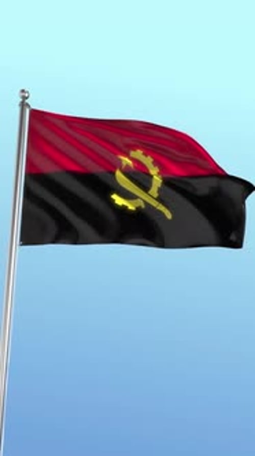 Angola National Flag Waving in Realistic Slow Motion