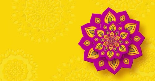 Rotating Indian Rangoli for Diwali festival of lights.