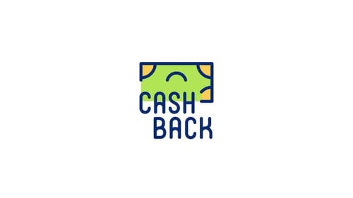 Cashback Text and Money Icon Reveal Flat Design Animation