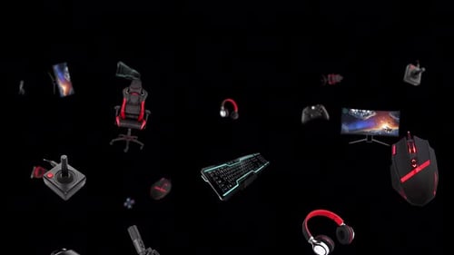 Moving animation of game products. Transparent background and loop video.
