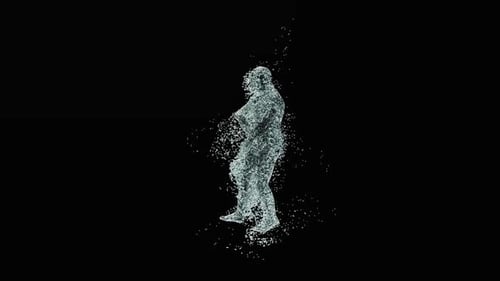 Fluid Water Particle Human Figure Dancing Animation